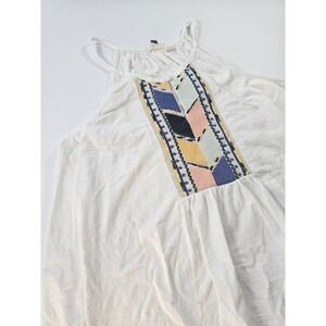 Roxy Embroidered Halter Tank Top Womens S White‎ Boho Beach Summer